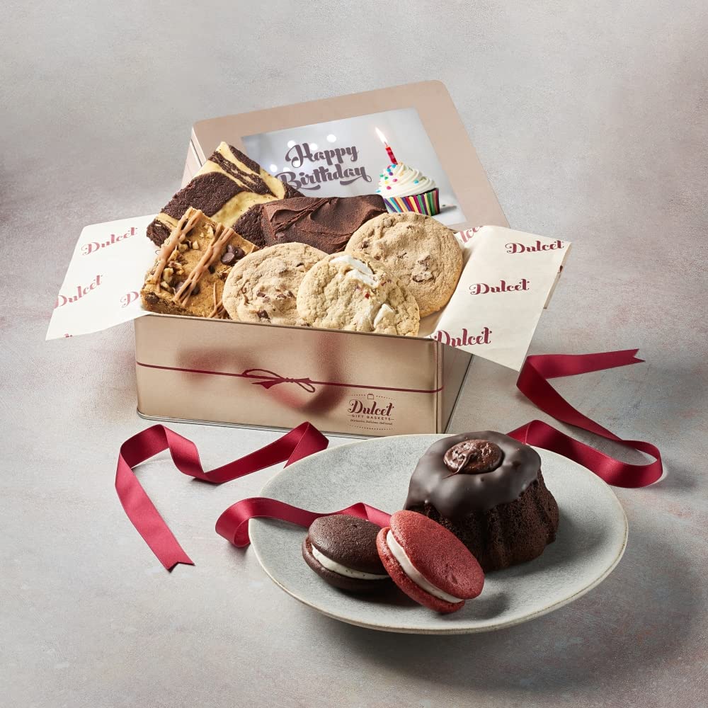 Happy Birthday Food Gift Baskets, Gourmet Food Gifts, Birthday Gift Baskets for Women Men Teens Family Friends or Relatives By Dulcet Gift Baskets