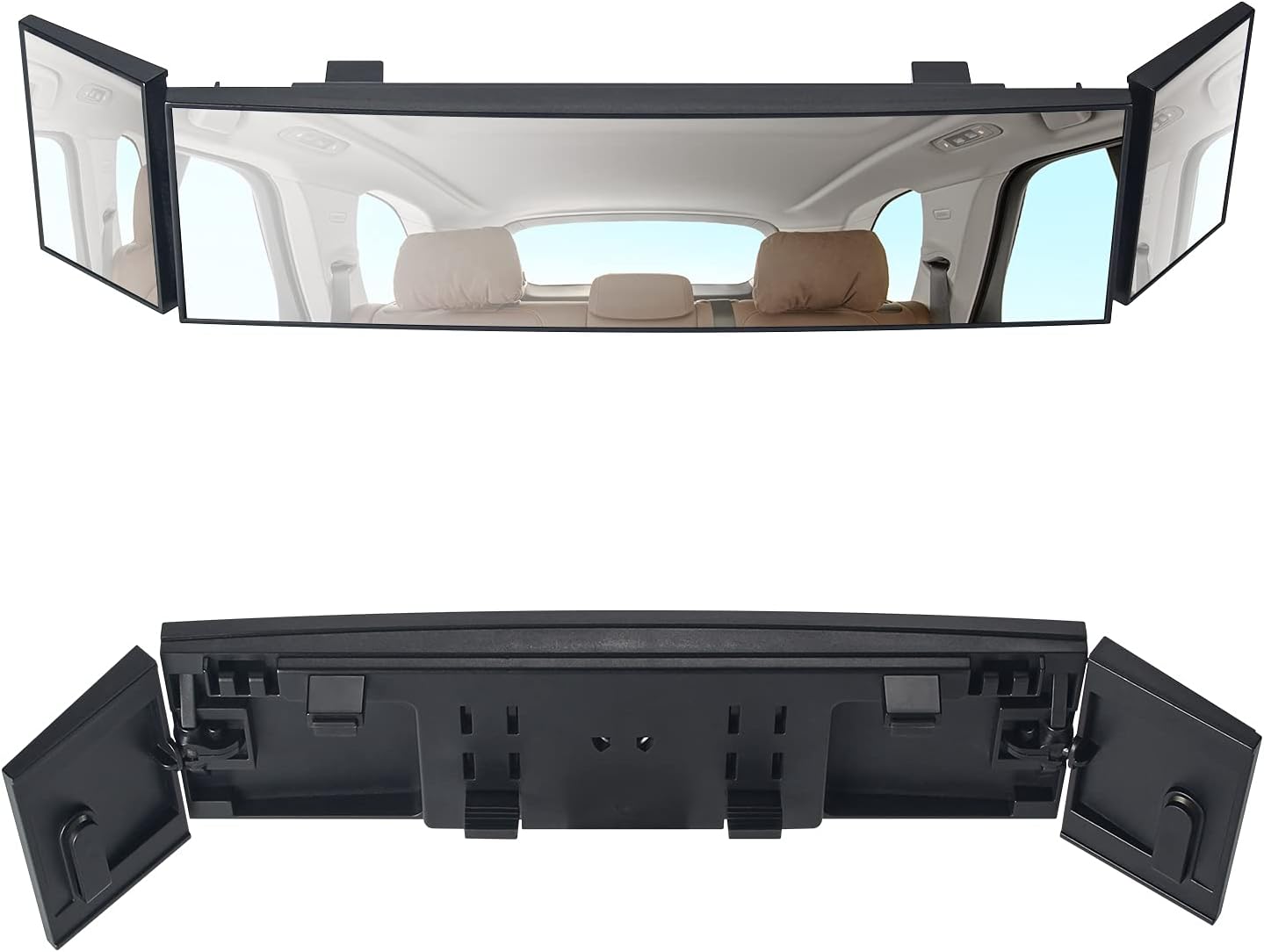 MIAOKE Rear View Mirror, 15-inch Clip on Rearview Mirrors, Wide Angle Curved Rearview Mirror, Interior Blind Spot Mirrors for Car