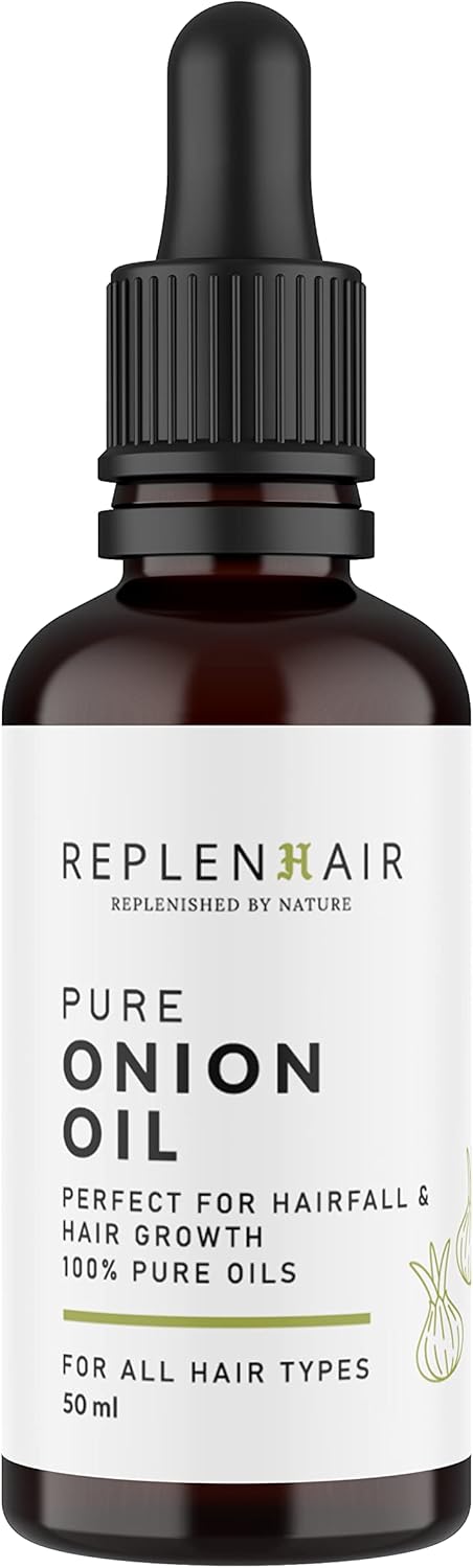 Replenhair Hair Oil with Red Onion & Black Seed Oil - Essential Hair Growth Oil for Thicker, Stronger Hair - 100% Natural Bio Oil for Hair Fall Control, Scalp Nourishment & Dandruff Relief - 50ml