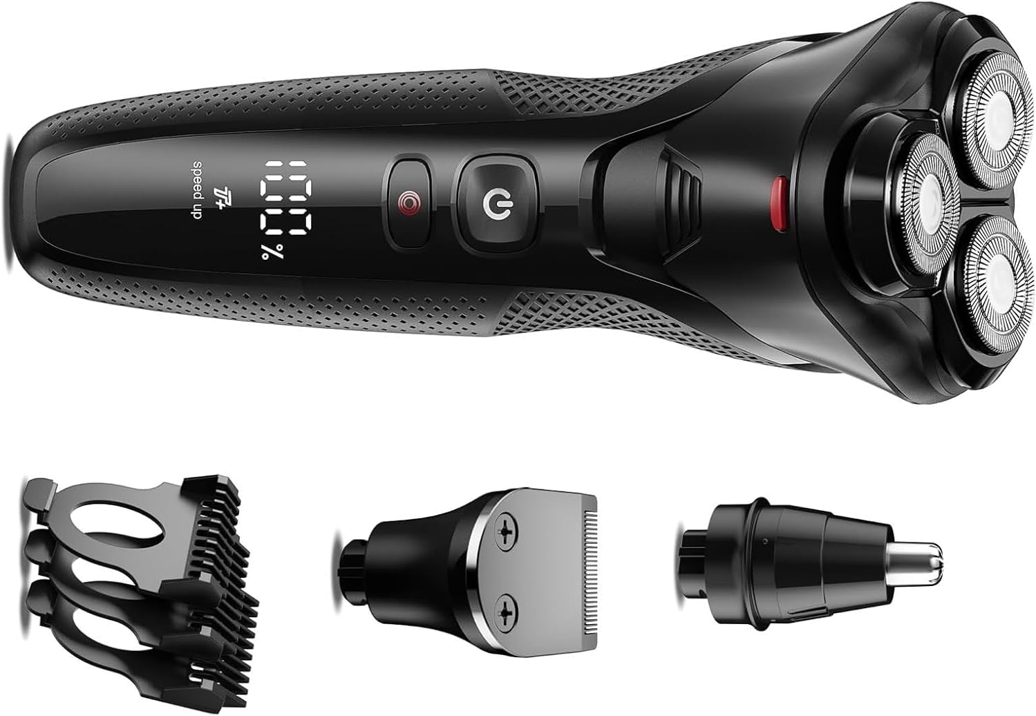rategist Cordless Electric Razor for Men: 3-in-1 Electric Shavers for Men - IPX7 Waterproof & Precision Blades - Turbo Speed Travel Kit for Beard Nose Sideburns，Pure Black
