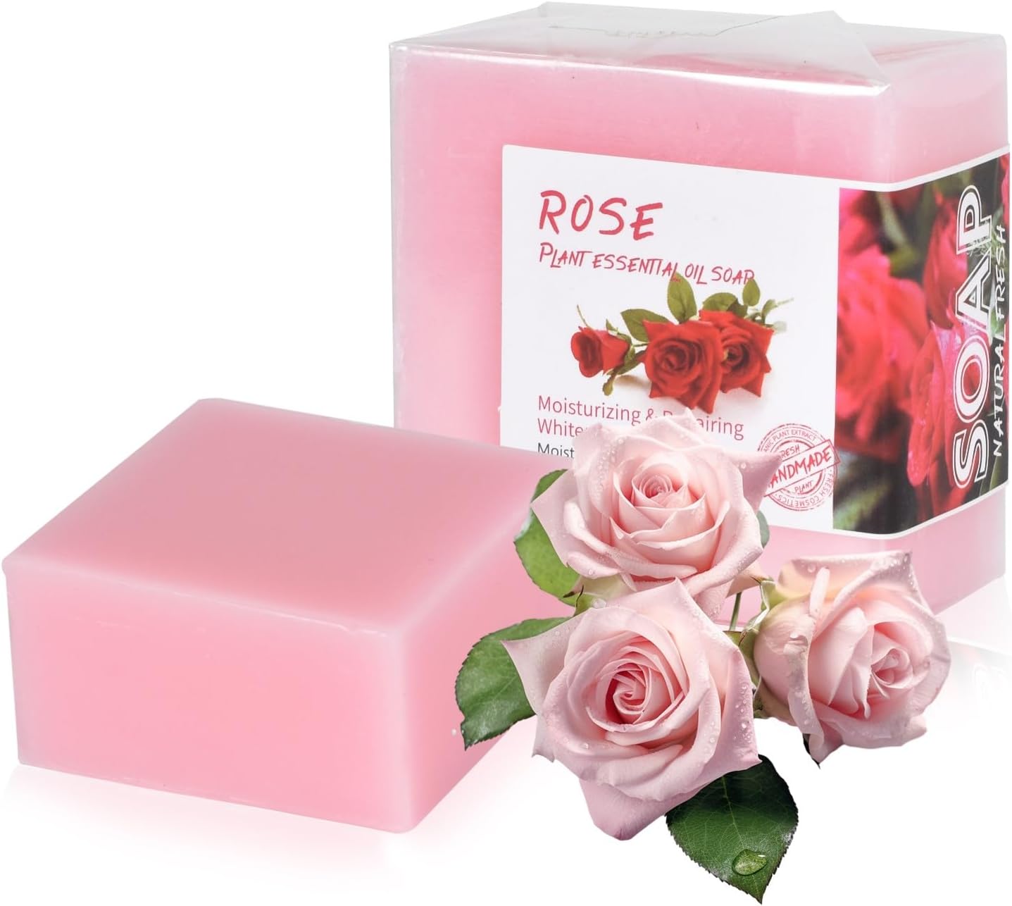 2 PCS Rose Soap Bar, Natural Handmade, Organic Soap Bar 100g, Solid Soaps for Skin Hair Body Face Cleansing Bath Shower Wash