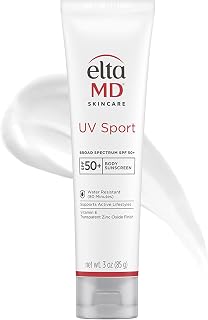 EltaMD UV Sport Body Sunscreen, SPF 50 Sport Sunscreen Lotion, Sweat Resistant and Water Resistant up to 80 Minutes, Formulated with Zinc Oxide, Oil Free, Full Body Sunscreen
