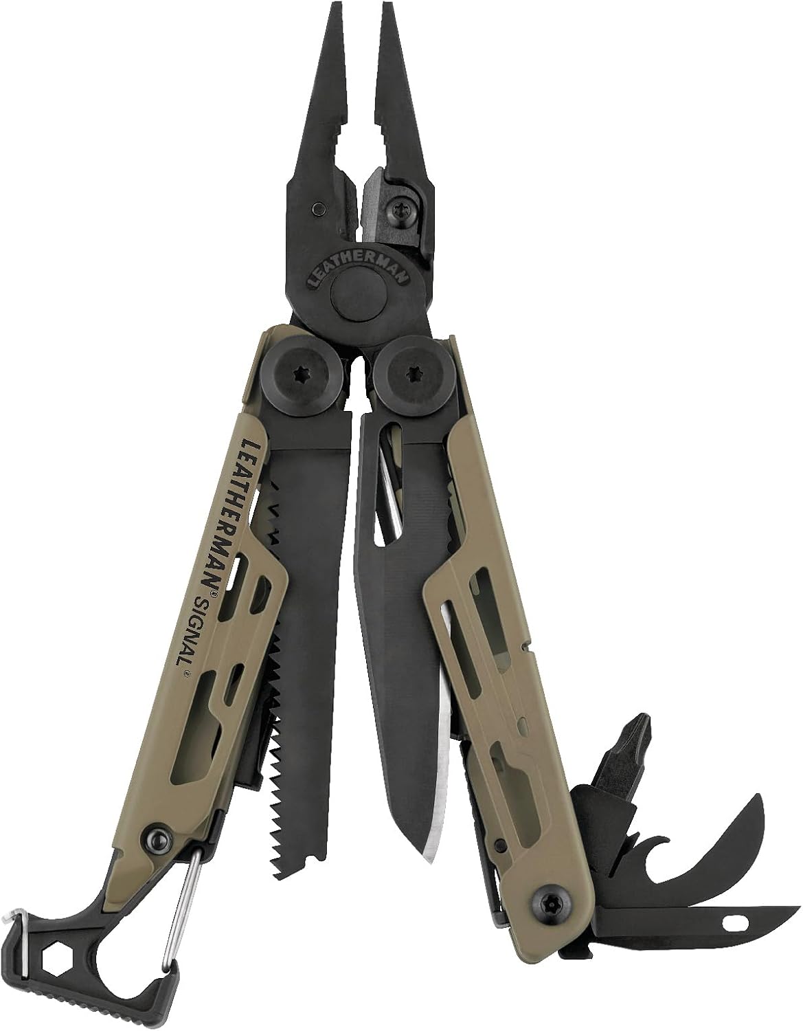 LEATHERMAN Signal 19-in-1 Multi-Tool, Coyote Tan | Ferrocerium Fire Starter, Emergency Whistle & Diamond-Coated Sharpener for Camping, Hiking & Survival, Made in USA
