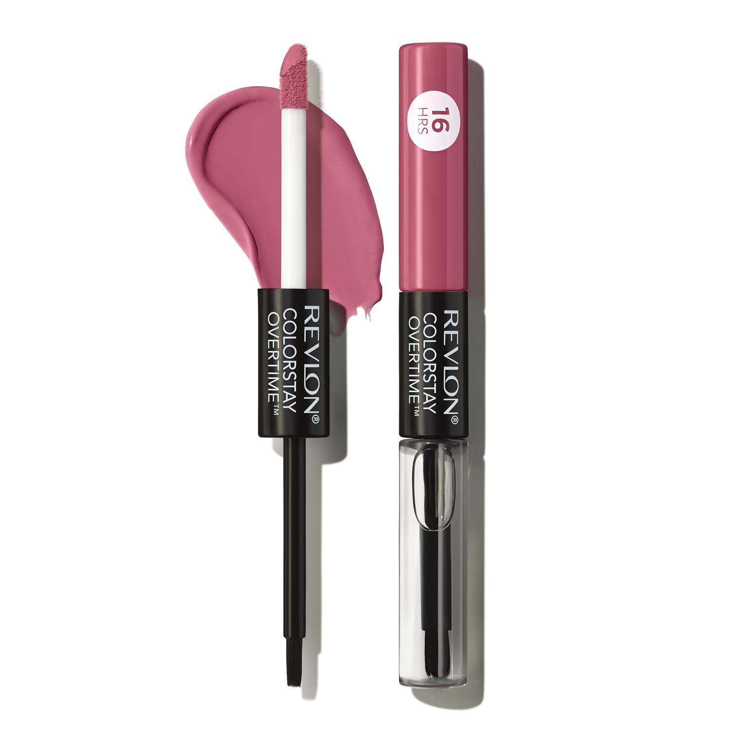 REVLON Liquid Lipstick with Clear Lip Gloss, ColorStay Overtime Lipcolor, Dual Ended with Vitamin E, 220 Unlimited Mulberry, 0.07 Fl Oz (Pack of 1)
