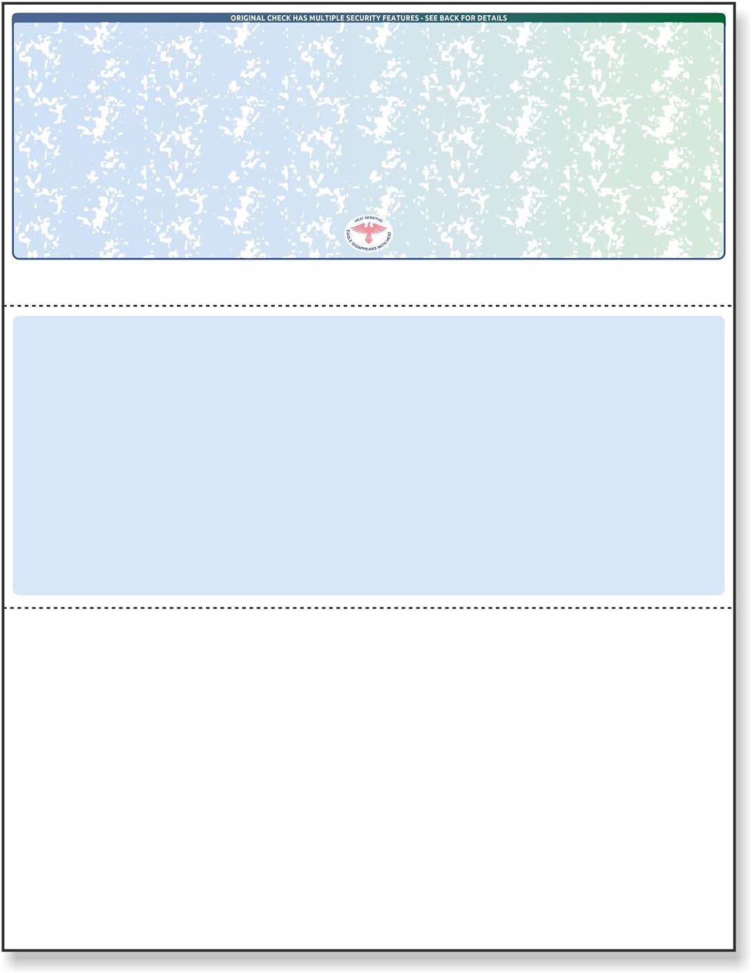 NextDayLabels - Blank Check Stock for Laser/Ink-Jet, 8-1/2 x 11" 24# lb, 500 Sheets Per Pack (Blue/Green Prismatic Top)