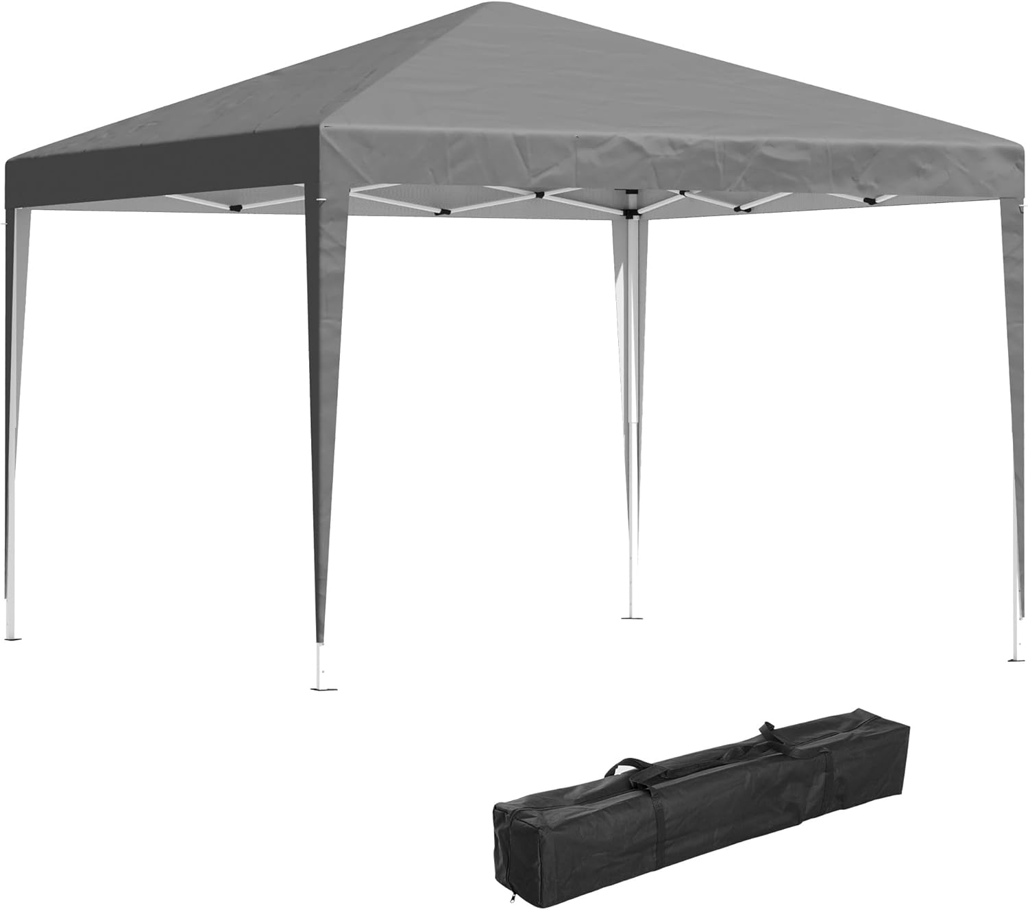 Outsunny 3 x 3M Garden Pop Up Gazebo Height Adjustable Marquee Party Tent Wedding Canopy with Carrying Bag, Grey