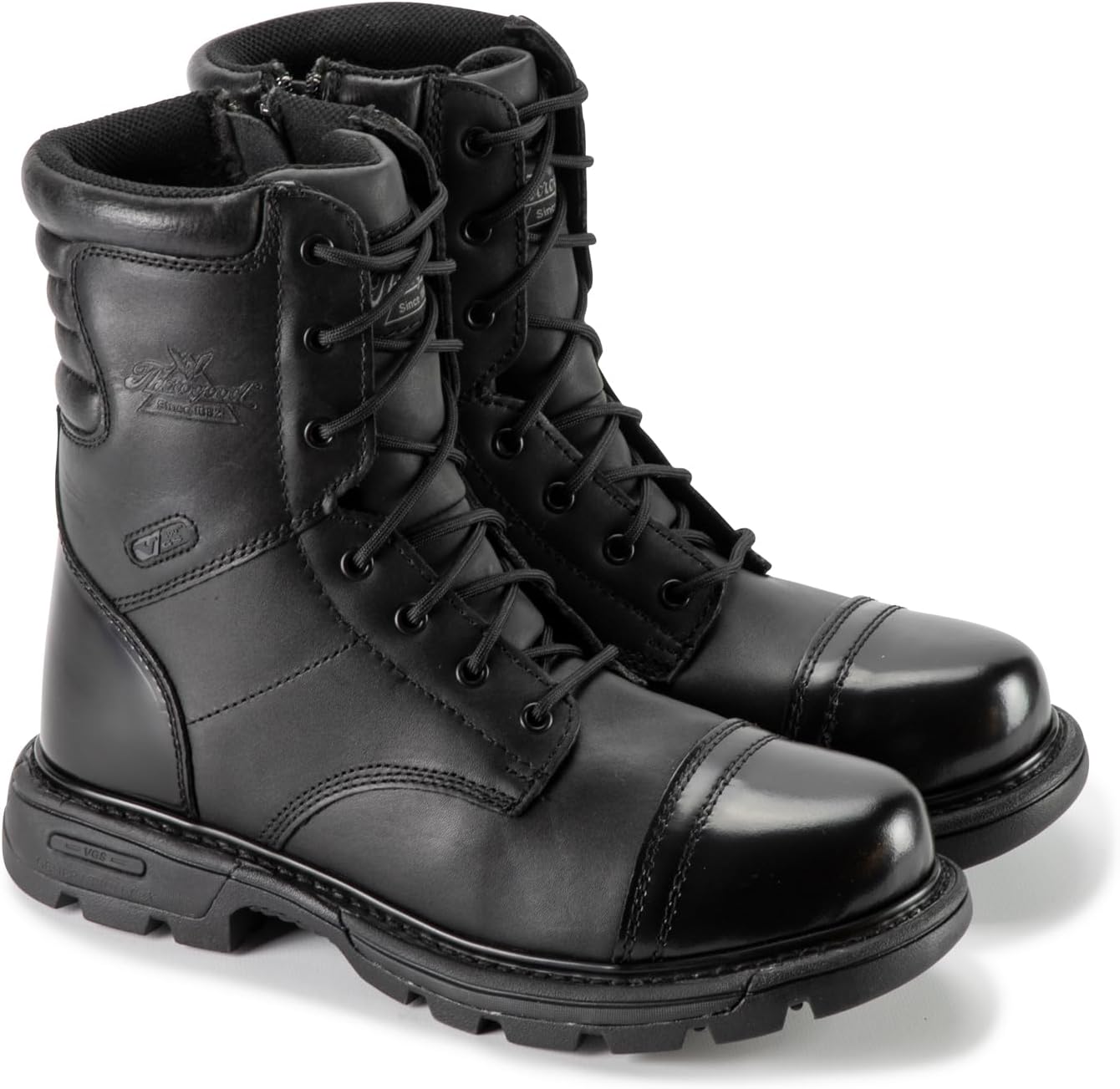 Thorogood GEN-Flex2 8" Side-Zip Tactical Boots for Men and Women - High-Shine Leather Heel & Toe with Goodyear Storm Welt and Slip-Resistant Outsole