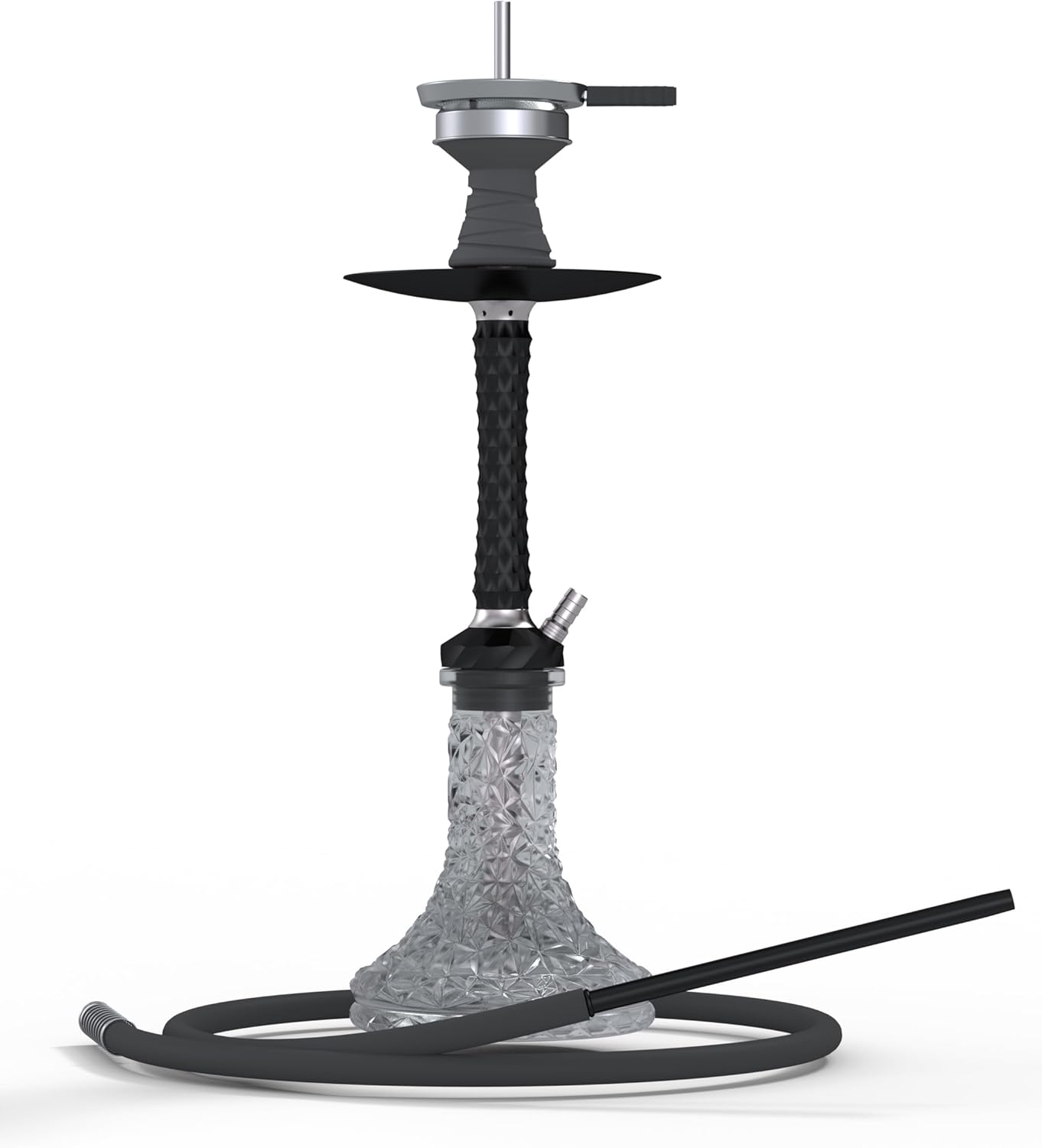Hookah Set with Everything - 22" Aluminum Glass Hookah Set Premium Shisha Hookah Complete Set with 1 Hose, Glass Vase, Coal Holder, Black