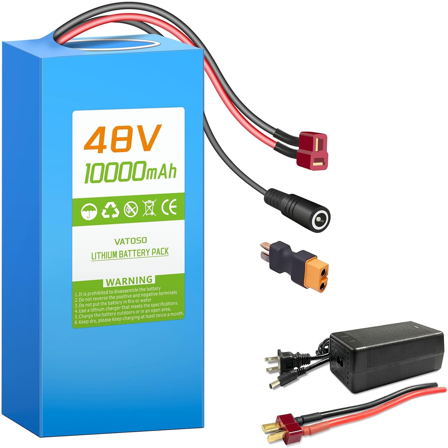 48V 10Ah/20AH Lithium Ebike Battery with BMS, Compatible with 100W-800W Motors, for Electric Bikes, Scooters, ATVs, Electric Dirt Bikes