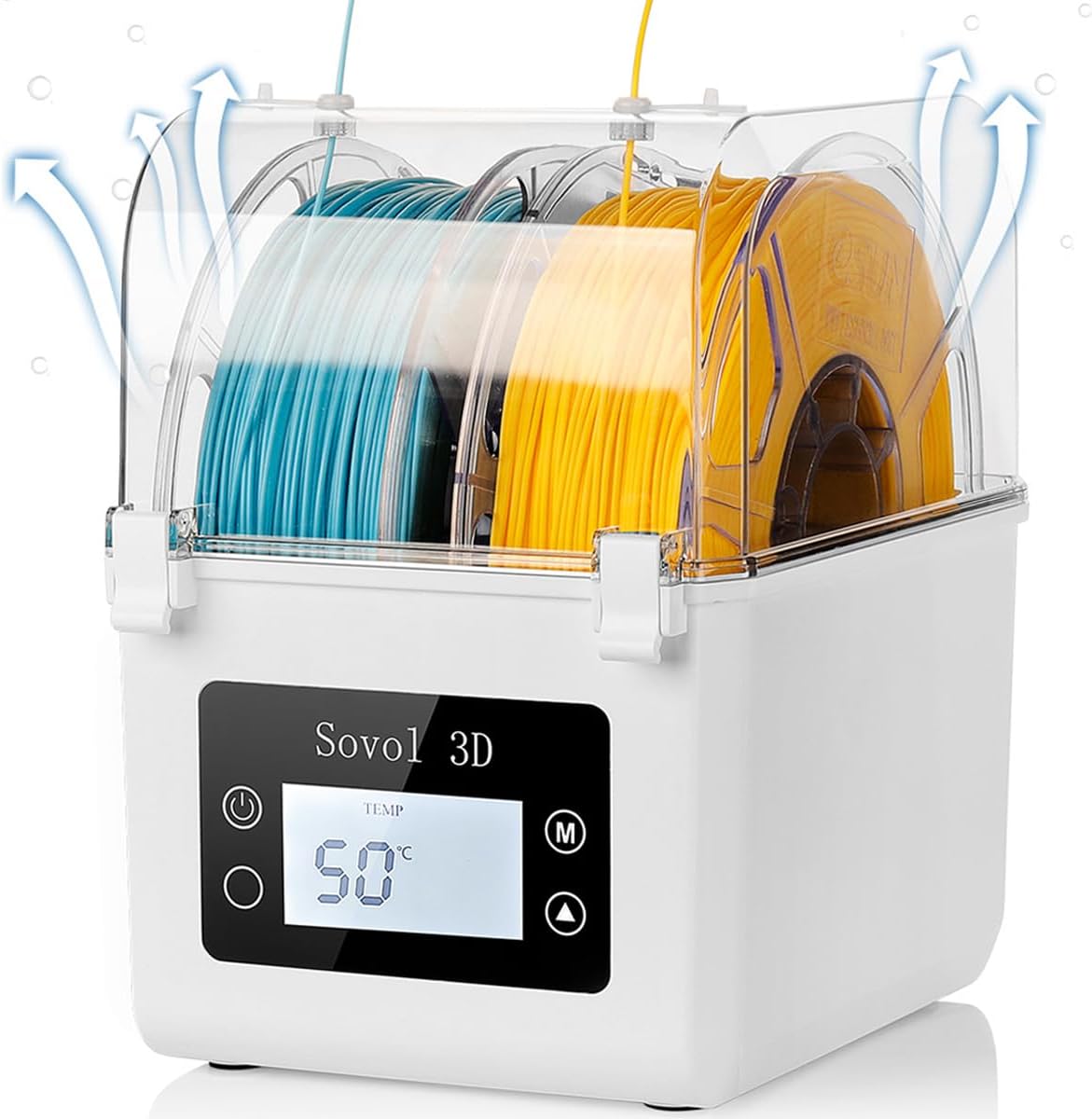 3D Printer Filament Dryer, Sovol SH01 Filament Dehydrator Spool Holder, Dry Box for Keeping Filament Dry During 3D Printing, Compatible with 1.75mm, 2.85mm PLA PETG TPU ABS Material