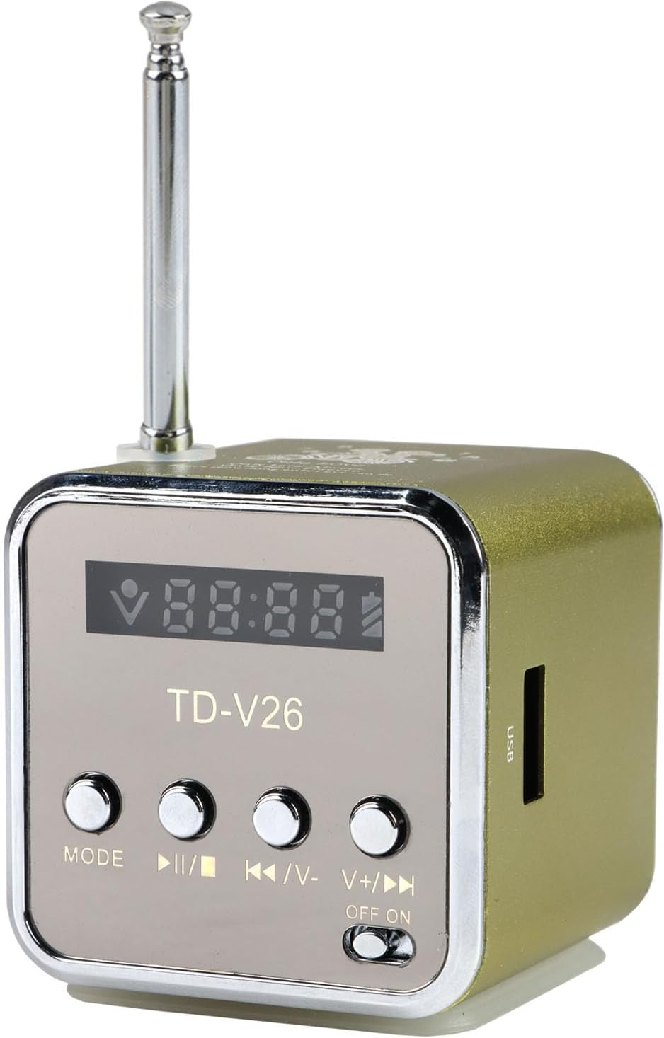 Mini Radio Digital Radio Td V26 Small Portable Retro Mains And Battery Mini Speaker Music Stereo Mp3 Mp4 Player Portable Fm Pc Fashion Support Tf Card And U Disk Usb Player (Matcha color)