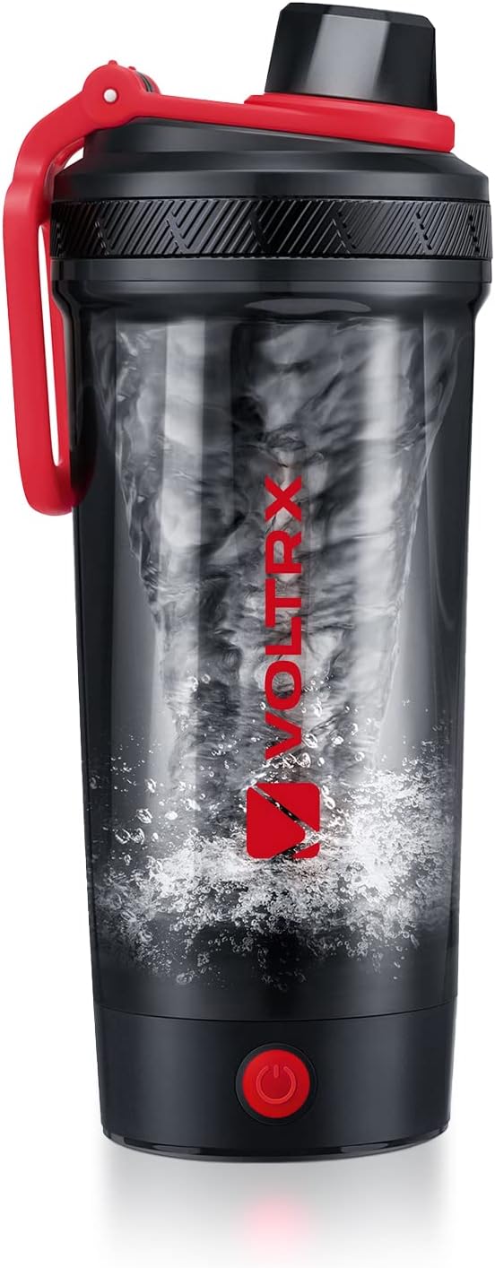 VOLTRX Shaker Bottle, Gallium USB C Rechargeable Electric Protein Shake Mixer, Shaker Cups for Protein Shakes and Meal Replacement Shakes, BPA Free, Made with Tritan, 24oz, Red (esb004)