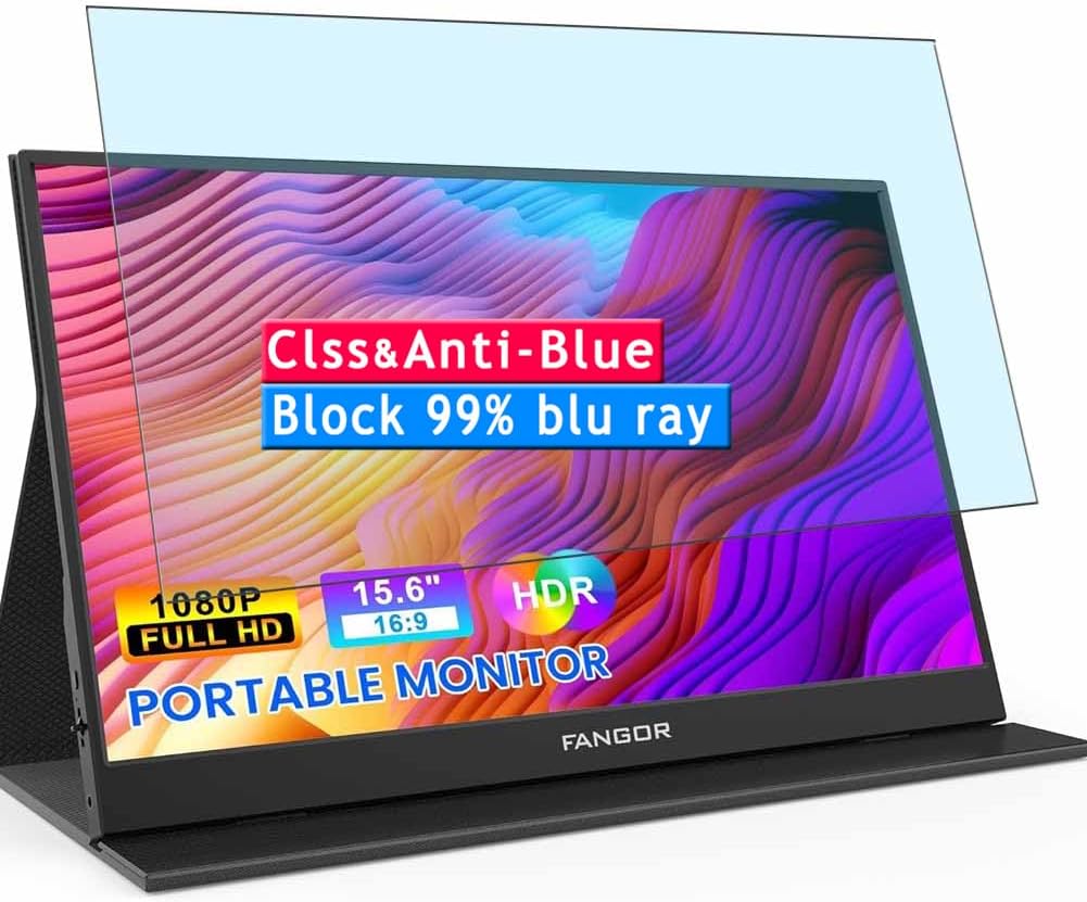 Vaxson Anti Blue Light Tempered Glass Screen Protector, compatible with FANGOR BX156 15.6" Monitor Visible Area, 9H Film Protectors Guard