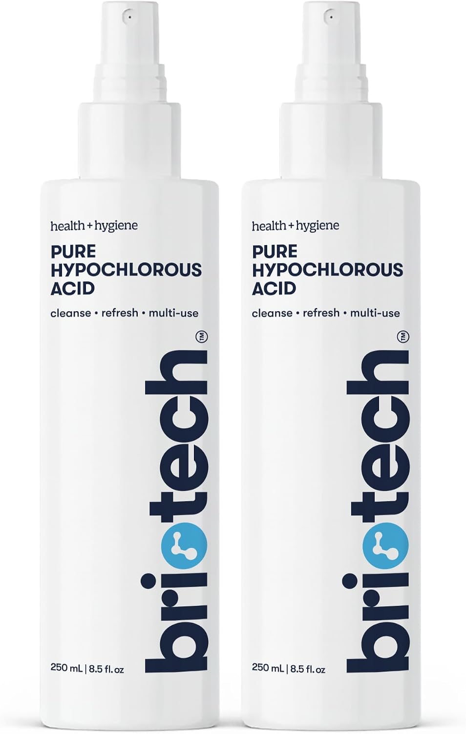 BRIOTECH Pure Hypochlorous Acid Spray and Cleanser, Original Premium HOCl Topical Solution, Multi-Purpose Cleaner, Family Approved & Pet Friendly, 8.5 fl oz (2 Pack)