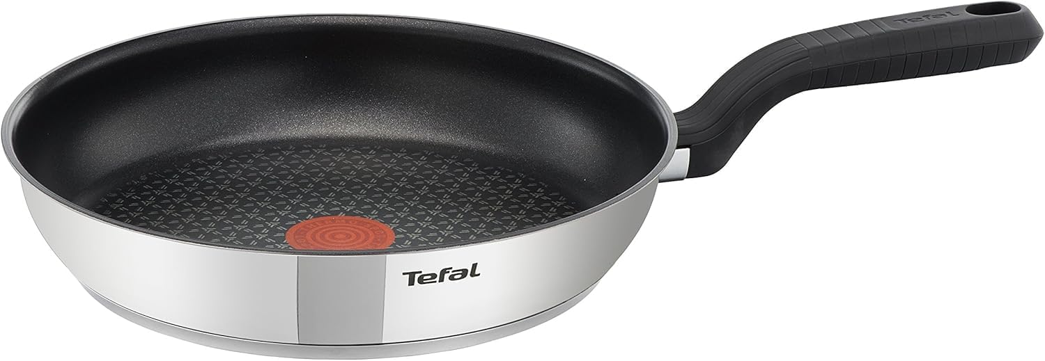 Tefal Comfort Max 20cm Stainless Steel Frying Pan – Durable Non-Stick Pan with Thermo-Spot Heat Indicator, Induction Compatible Base, Comfortable Grip Handle, Dishwasher, G7260244