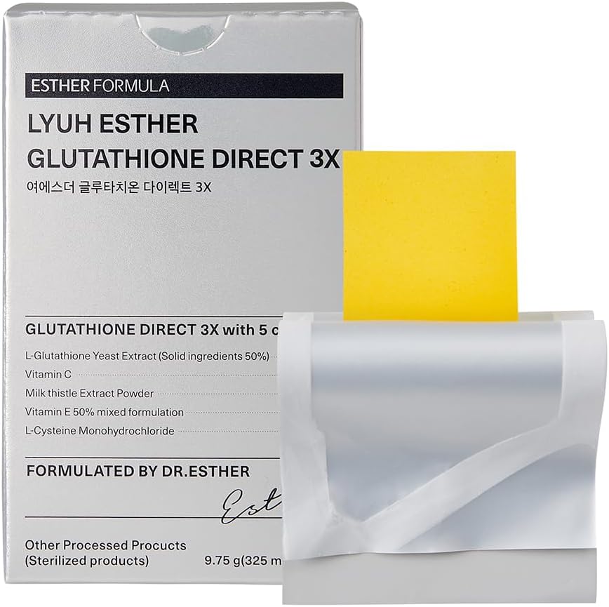 Esther Formula Glutathione Direct Film 3X (325mg*30pcs), Glutathione Impregnated Oral Dispersible Film for Effective Absorption, Skin Whitening, Contain Vitamin C 1Pack