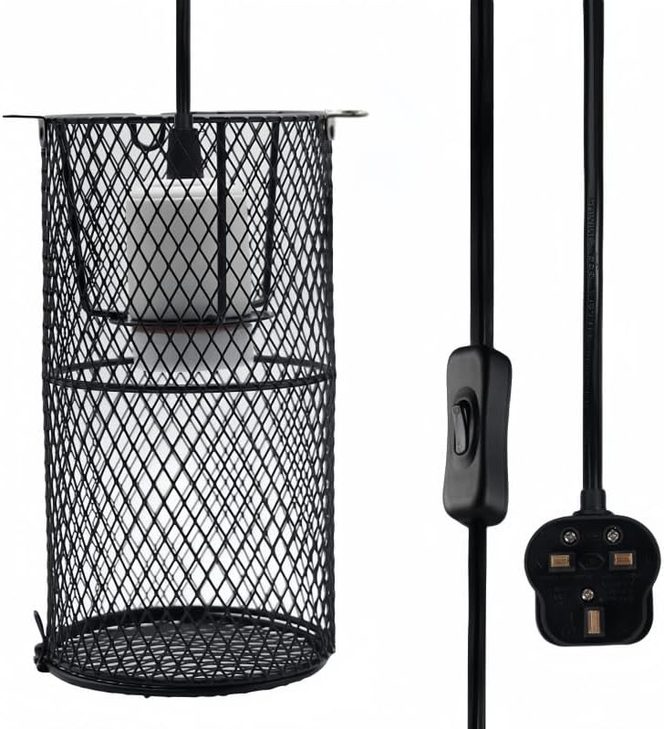 Reptile Ceramic Lamp Holder Guard, Anti-hot Cage for Heat Lamp Bulb, UVA UVB Bulb, Basking Light, Ceramic Lamp Holder for Reptile, Bird, Tortoise, Lizard, Bearded Dragon