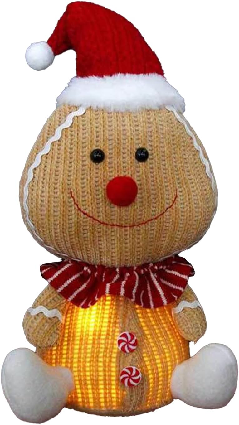 Gingerbread Christmas Decorations - Light up Gingerbread Man Collectible Figurines,Christmas Decorations Doll for Fireplace Shelf Farmhouse Living Room Bedroom School Office Party Holiday