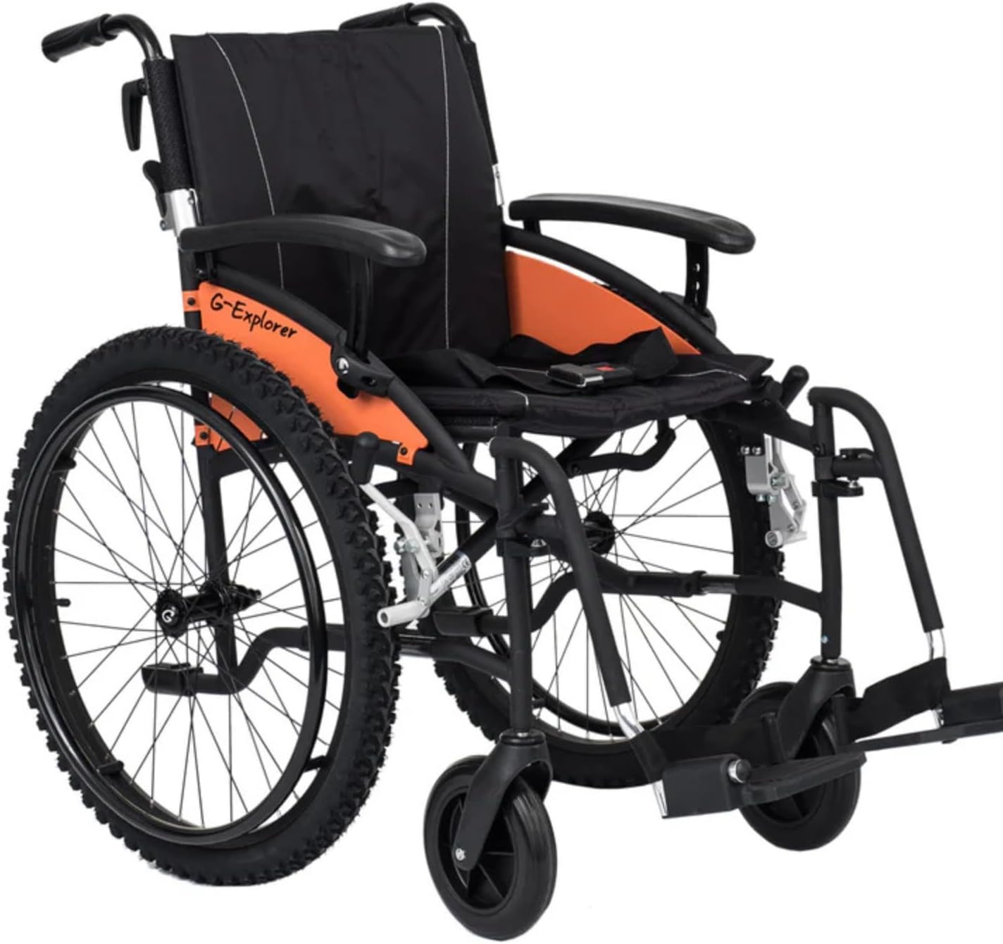 Excel G-Explorer Self-Propelled Wheelchair – Lightweight Foldable Outdoor Wheelchair with 24” All-Terrain Tyres, Adjustable Push Handles & Quick-Release Wheels (Trail Black, 40cm)