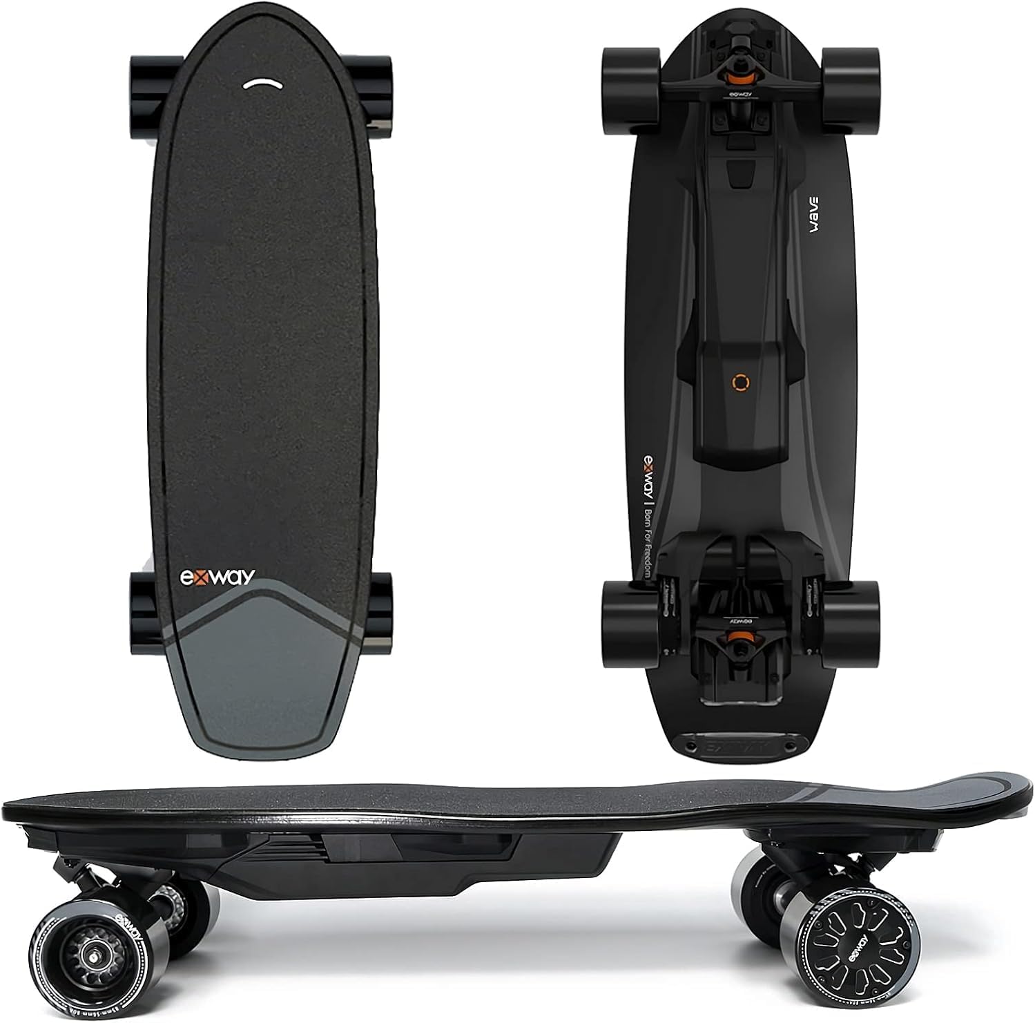 Exway Wave Belt 99Wh Electric Skateboards with Remote, Top Speed of 23 Mph, Quick-Swap Battery, 440 LBS Max Load, IP55 Waterproof, Mini Cruiser for Adults & Teens (W1R)