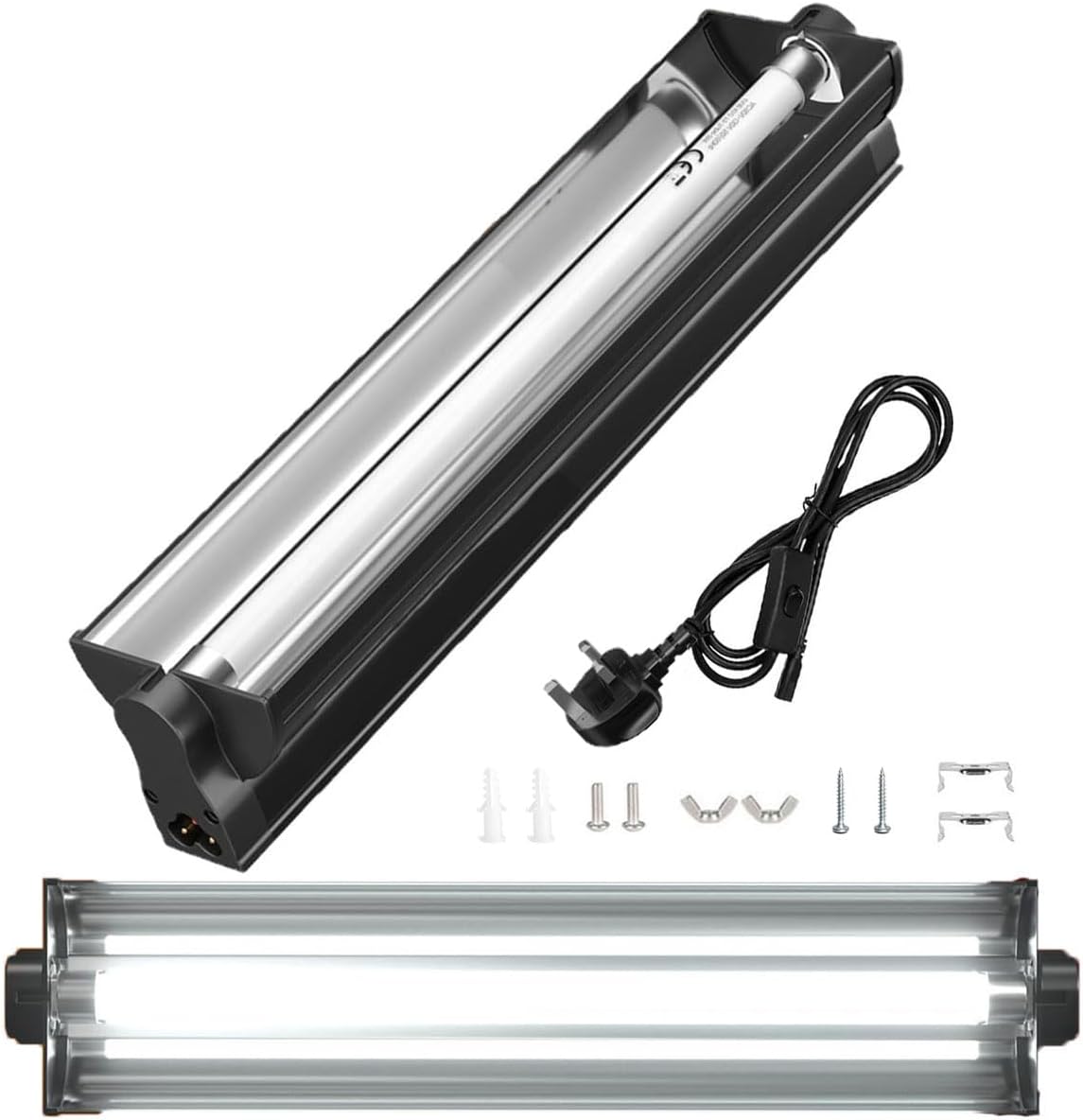 T5 UVB Reptile Light Fixture Combo Kit - 12 Inch 8W Terrarium Hood 10.0 UVA UVB Bulb with High-Efficiency Reflector for Desert Reptiles & Amphibians Bearded Dragons, Turtles, Tortoises