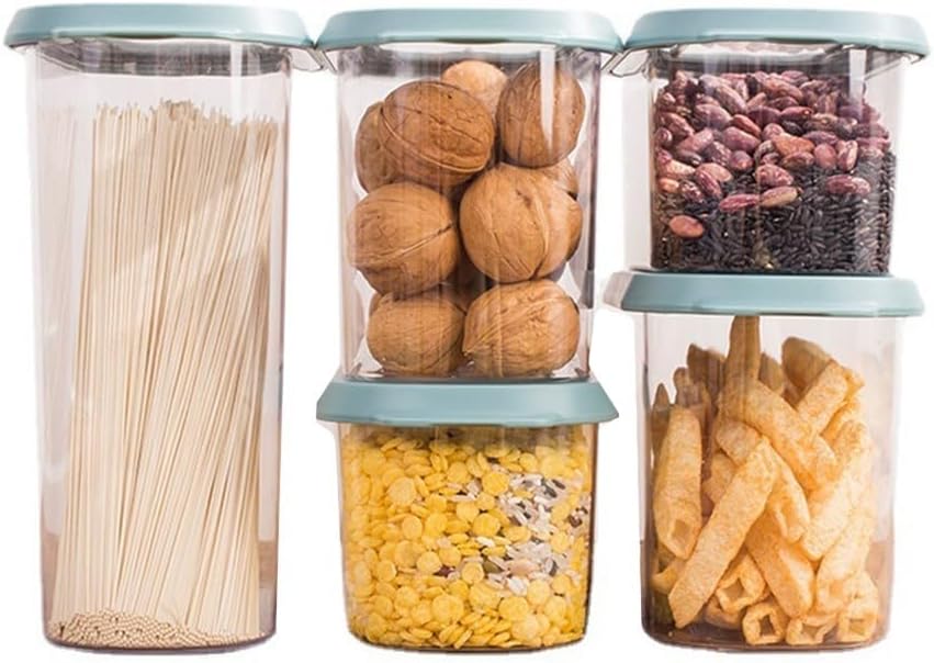 7 Piece Airtight Plastic Food Storage Containers with Lids for Organizing Dry Pantry Staples Stackable Design for Kitchen Use with Transparent View (white)