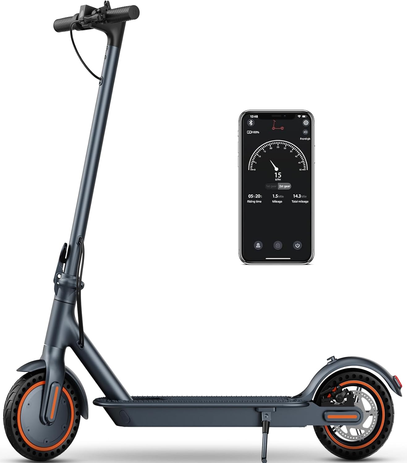 Electric Scooter - 350W Motor, Up to 19-21MPH / 18-21 Miles Range, 8.5" Flat-Free Tires, 264LB Load, Folding Commuter Escooter with Cruise Control, UL-2272 Certified, App Control