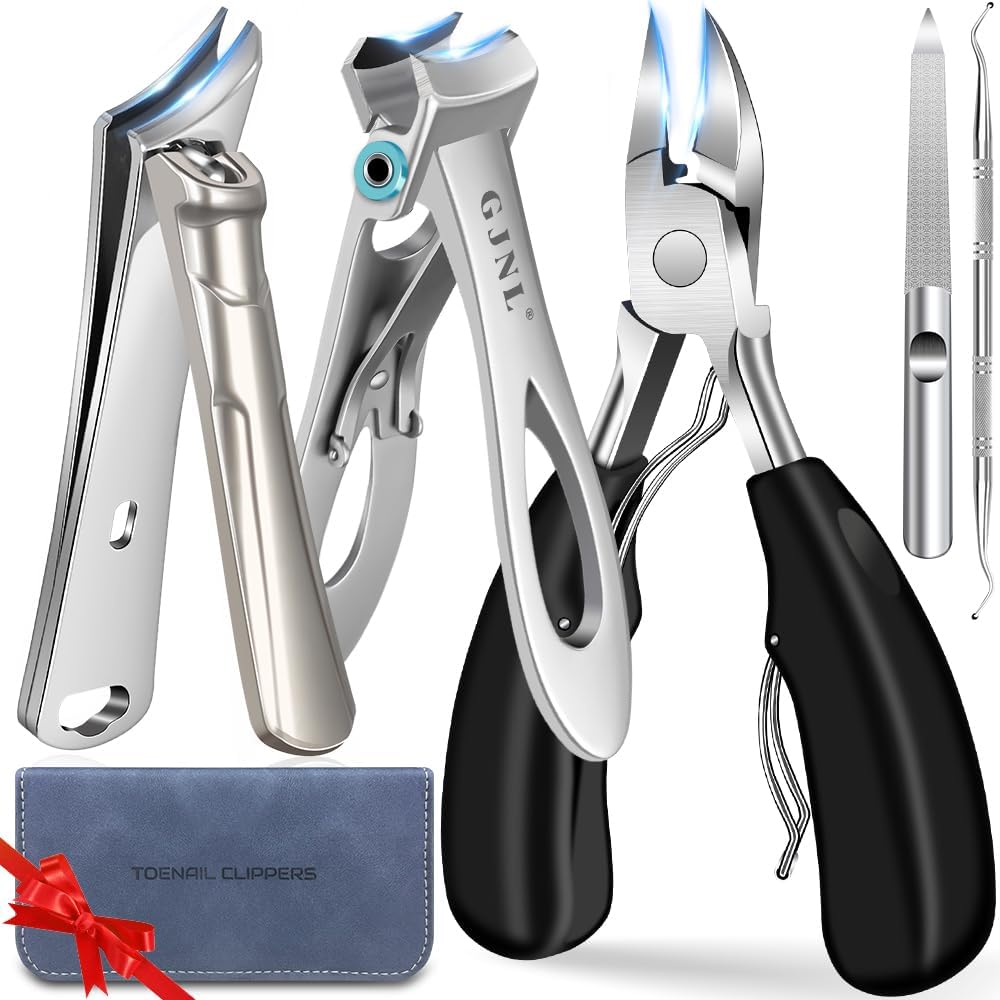 Toenail Clippers for Seniors Thick Toenails, 16mm/37mm Wide Opening Heavy Duty Toe Nail Clippers for Men Thick Nails with Long Handle, 45 Degrees Sharp Slanted Curved Blade Ingrown Toenail Clippers