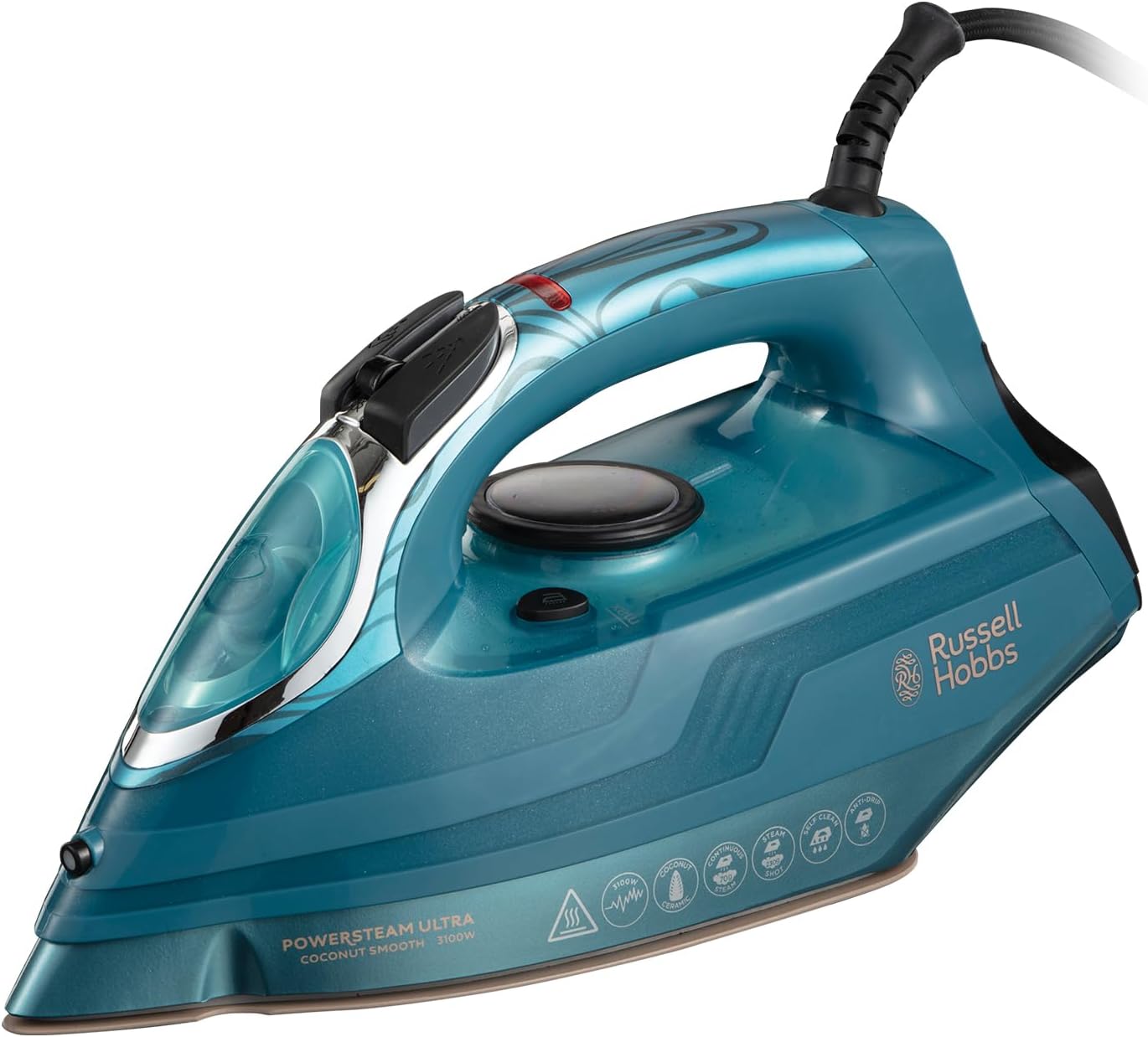 Russell Hobbs PowerSteam Ultra Steam Iron, 3100W, 230g Steam Shot, Green