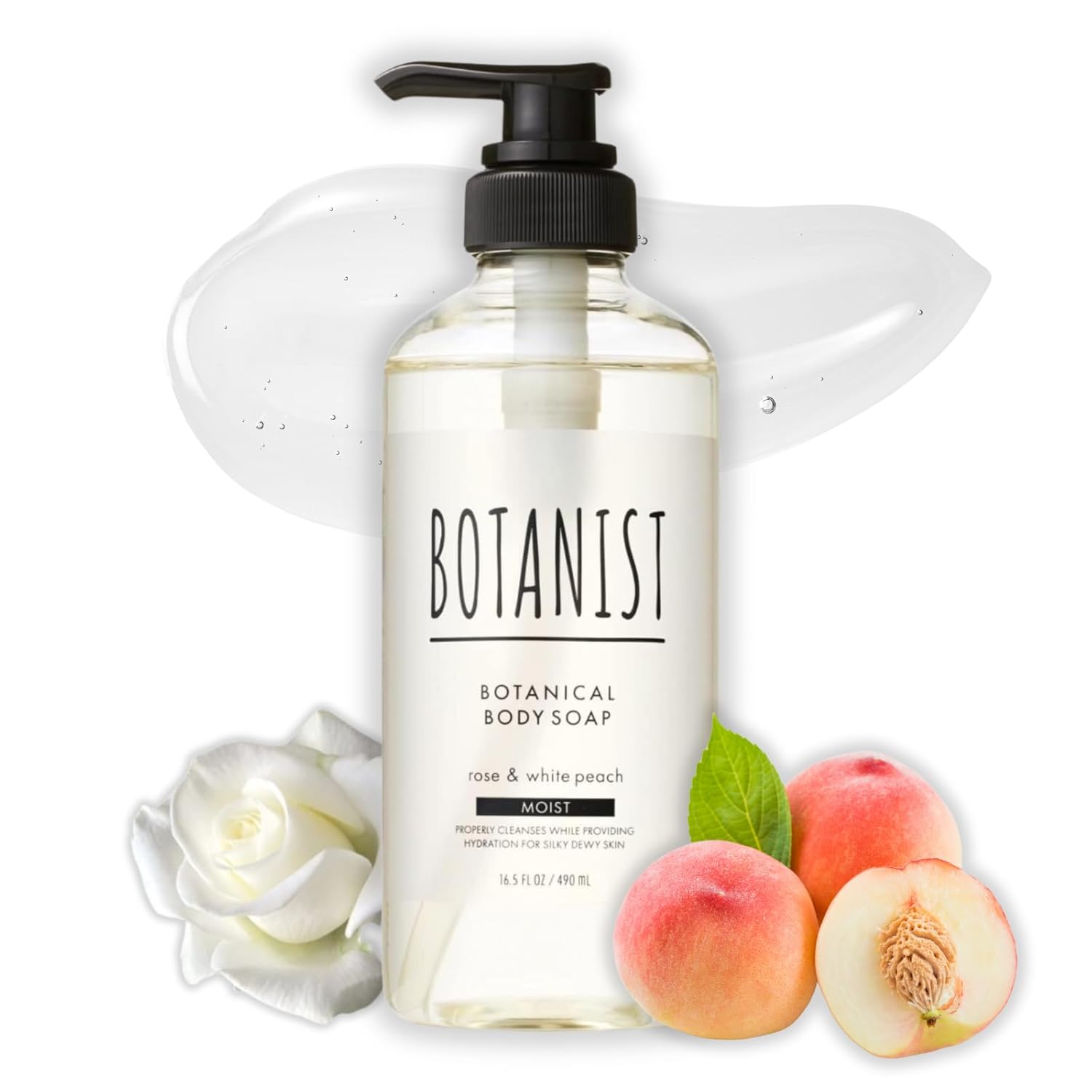 Hydrating Body Wash for Women & Men, Hypoallergenic Body Wash with Shea Butter, Aloe Vera, Almond & Squalance, Sensitive Skin BODY WASH & Shower Gel from Japan 16.5 Fl Oz ROSE & WHITE PEACH