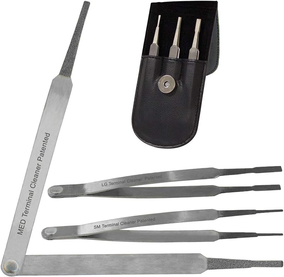 Innovative Products of America Patented 3-Piece Diamond-Tip Electrical Terminal Cleaners with Premium-Quality Holster