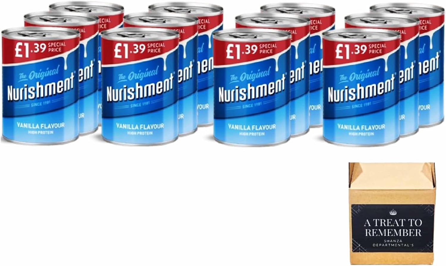 The Original Nurishment Protein Drink – 4 Flavours Variety Pack (Vanilla, Strawberry, Chocolate & Banana) High Protein, Source of Energy 400g (Pack of 12, Vanilla Flavour)