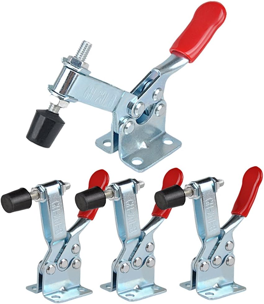 IMAGINE 4Pcs Hand Tool Toggle Clamp 201B 198lbs Antislip Red Horizontal Clamp Quick Release Tool (201-B)