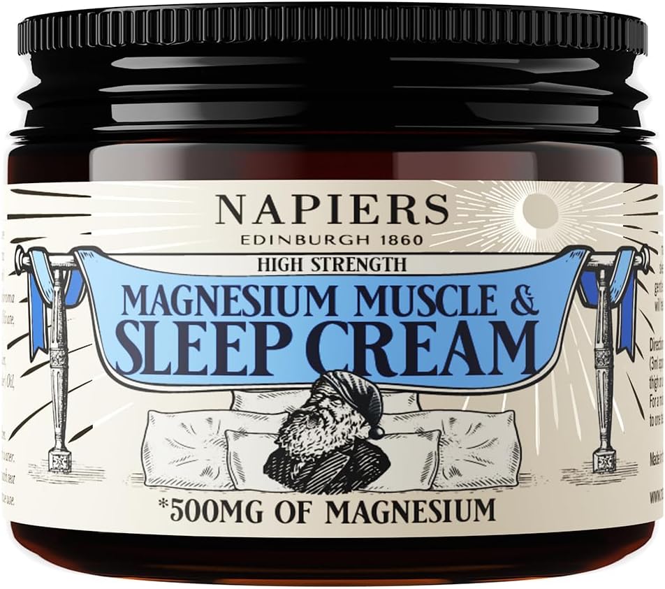 Napiers High-Strength Magnesium Muscle & Sleep Cream - 500mg Zechstein Magnesium per 5ml, Lavender & Ylang Ylang, Moisturising Peach Kernel Oil - 100ml