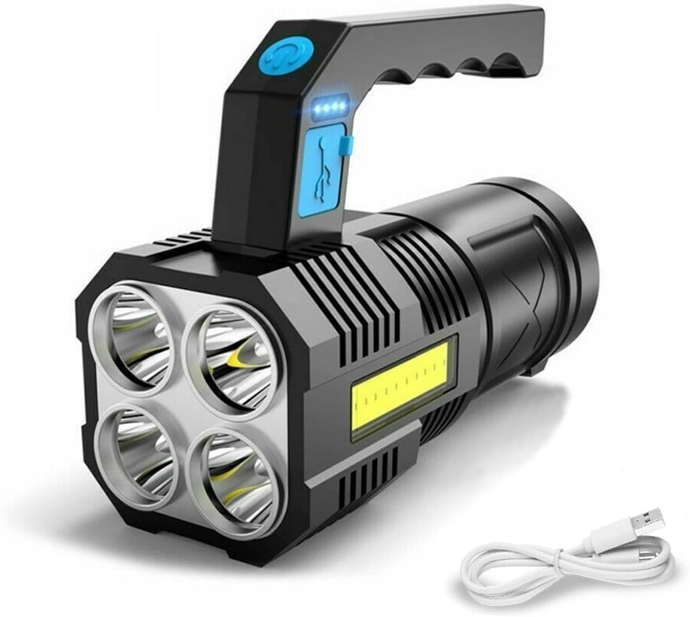 GUODSKHOO LED Flashlight Torch Rechargeable COB Spotlight Lantern Work Light Handheld Searchlight Waterproof and 4 Modes Portable Emergency Torches Lamp for Hiking Fishing Camping