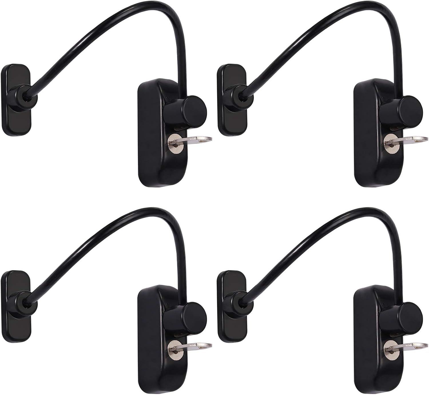 Neoteck Window Restrictor Locks 4PCS Window Door Cable Restrictor Lock Child Baby Safety Security Wire Catch for Home Public and Commercial Applications Black