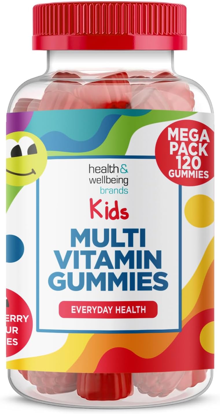 Multivitamin for Kids 120 Natural Strawberry Flavour Gummies - Contains 9 Essential Vitamins and Minerals Including Vitamin C D A & B Vitamins for Childrens