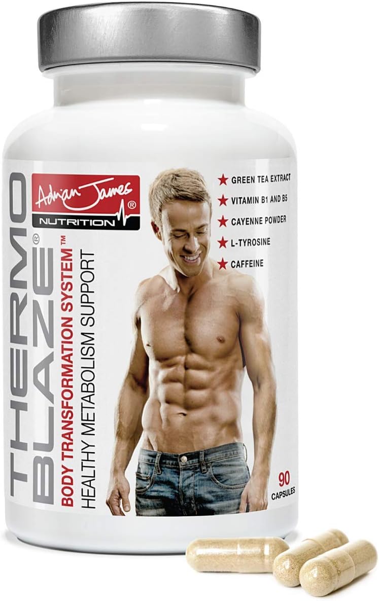 Adrian James Nutrition - Thermoblaze Fat Burners for Men & Women, Weight Loss Diet Pills & Appetite Suppressants, 90 Capsules
