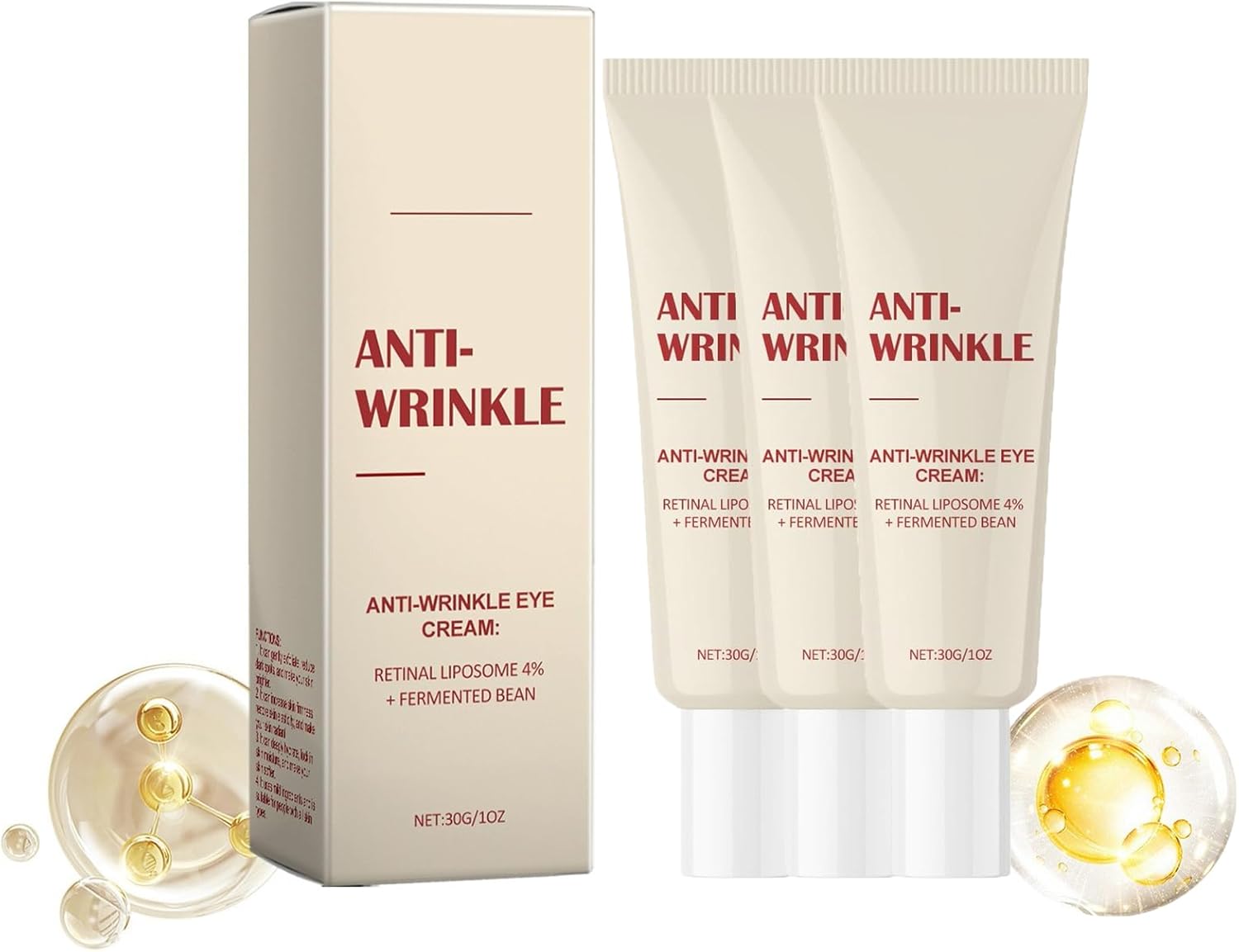 Anti-Aging Eye Cream with 4% Retinal Liposome and Fermented Bean, Ginseng + Retinal Eye Cream, Anti Wrinkle Eye Creams, Brightening & Moisturizing Eye Repair Cream for all Skin Types (3)