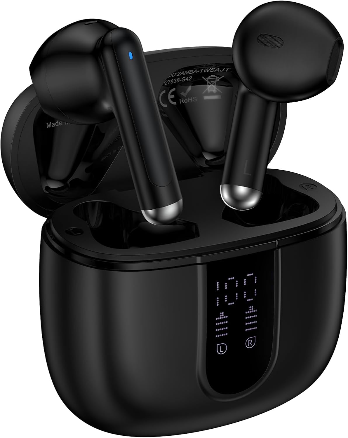 Wireless Earbuds Bluetooth Headphone for Samsung Galaxy S25 Ultra S24 S23 S22 S20 S10 A56 A36 A16 A15 60H Playback with Dual LED Display IPX7 Waterproof Sports in Ear Earphone for Pixel 9a 9 8 7 Pro 6