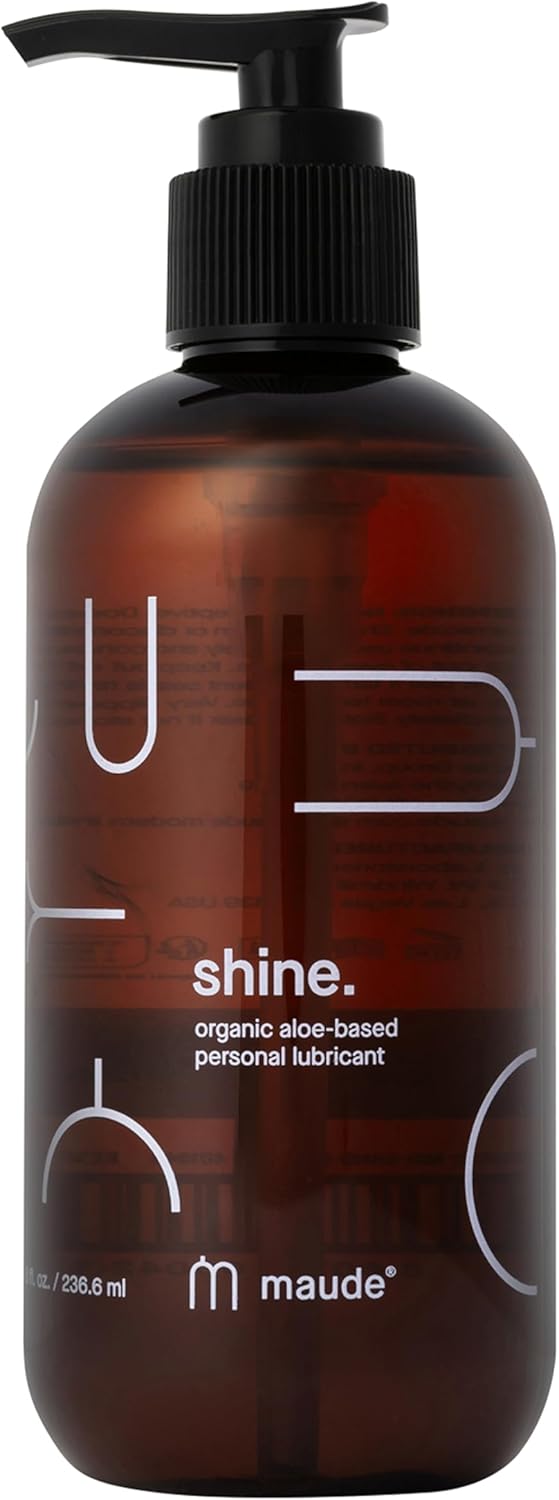 Maude Shine - Organic Personal Lubricant - Hydrating Aloe Vera + Water Based Lube - Fragrance + Paraben-Free, Moisturizing Aloe Vera Gel Lubricant for Toys, Couples or Solo Play (8 fl oz)