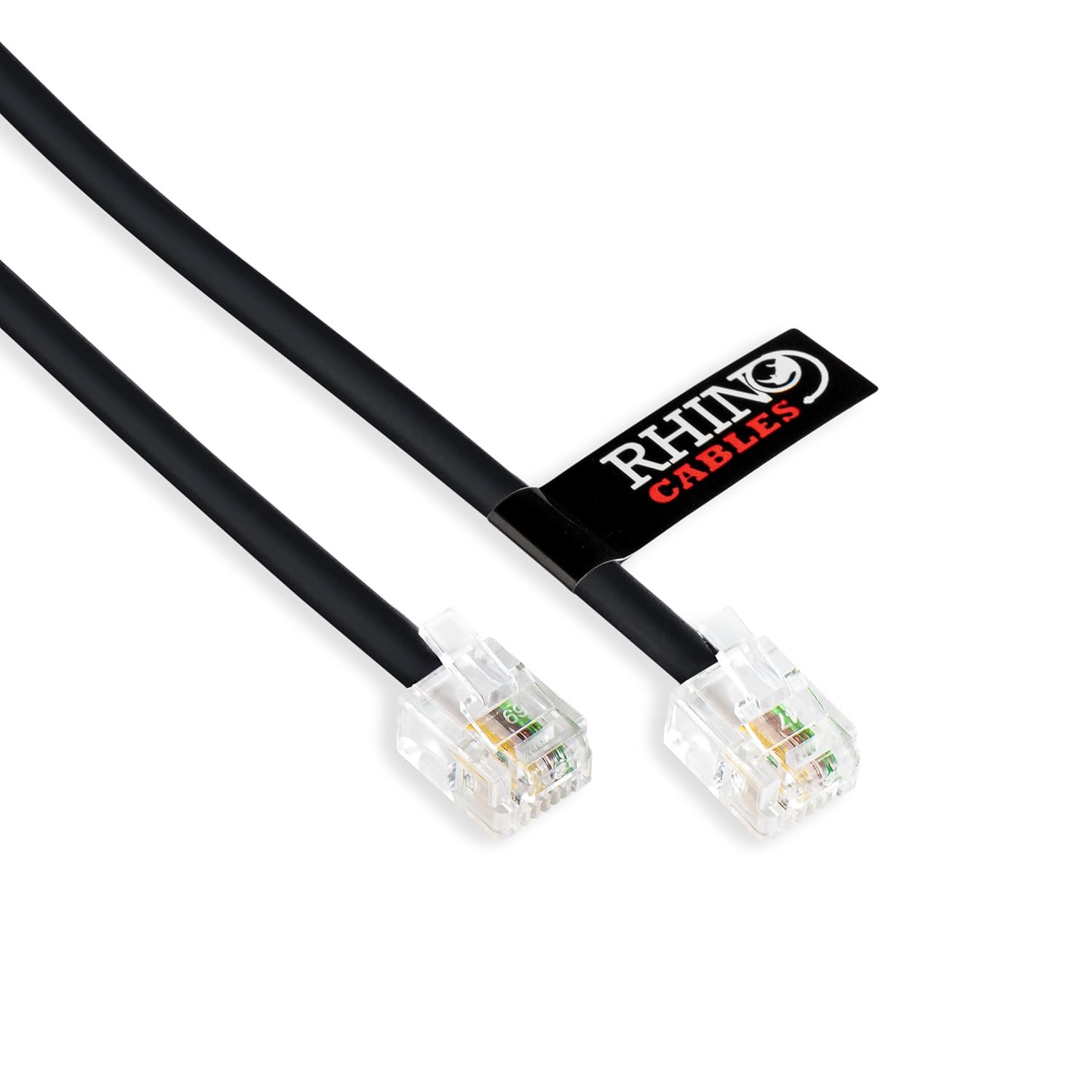 rhinocables ADSL RJ11 Lead High-Speed Internet Cable for BT, Internet, Broadband, Modem, Router and Landline Telephone Black Wire (1, 1m)