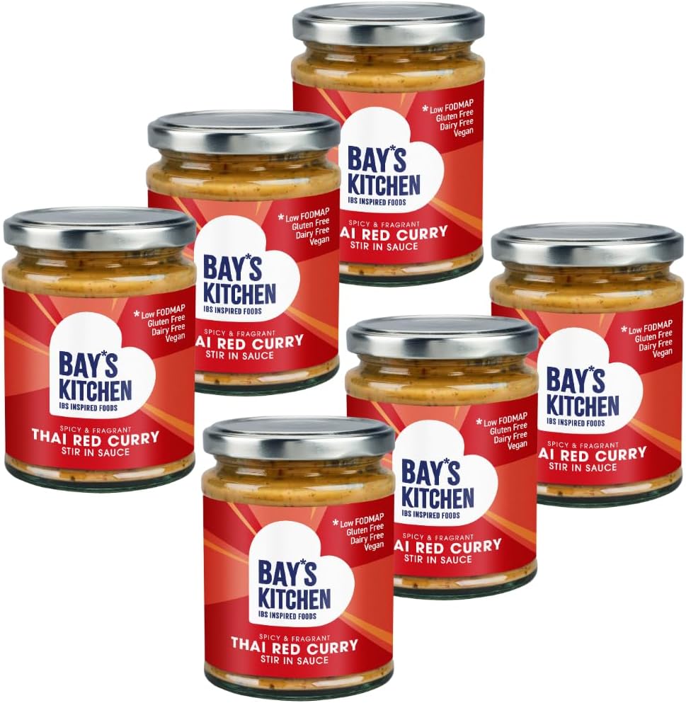 Bay's Kitchen Thai Red Curry Stir-in Cooking Sauce, Low Fodmap with No Onion or Garlic, Gluten-Free & Vegan-Friendly, Case of 6