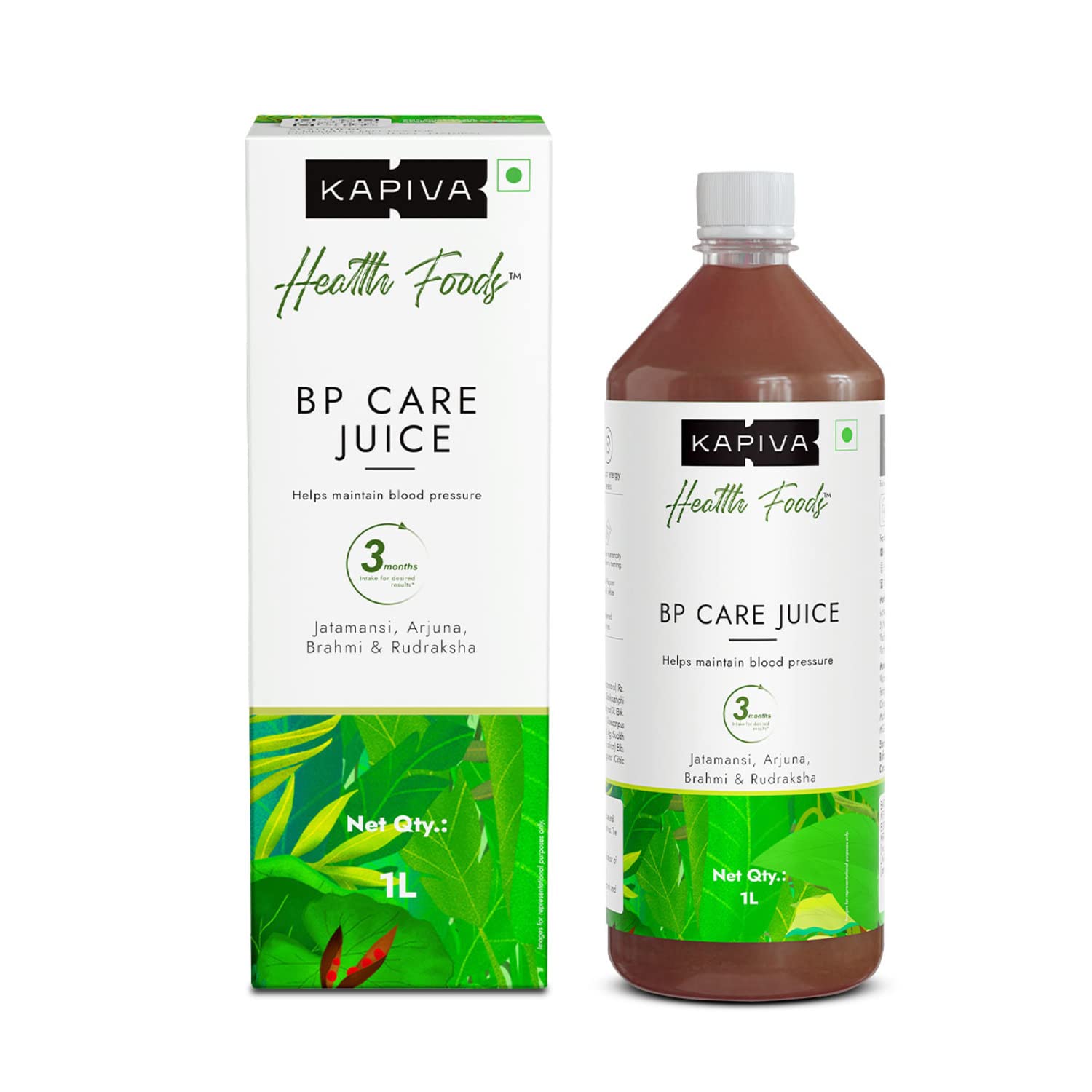 Kapiva BP Care Juice - 100% Ayurvedic Juice for Controlling Blood Pressure & Cholesterol Level | Arjuna, Shankhpushpi & 8 Other Herbs 1 Litre