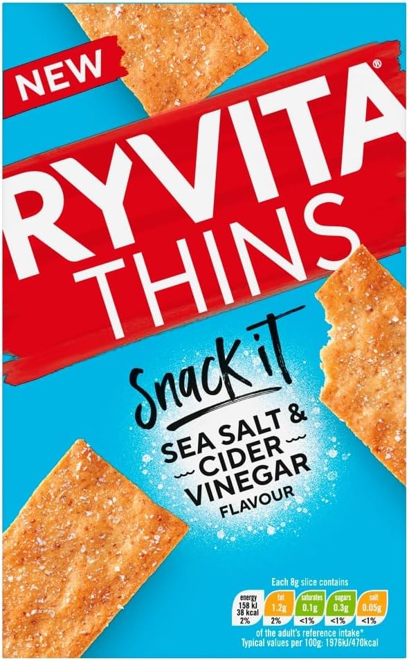Ryvita Thins Snack It Sea Salt And Cider Vinegar Flavour 125g