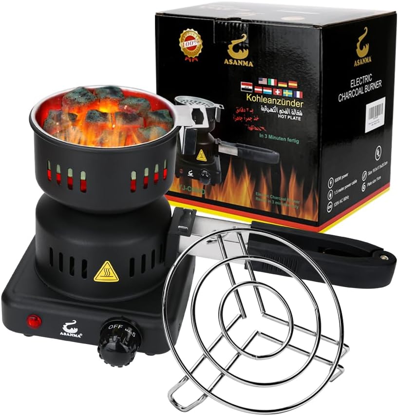 Coal Burner,ASANMA Coconut Charcoal Burner for Cubes,Charcoal Stove 5 Gears