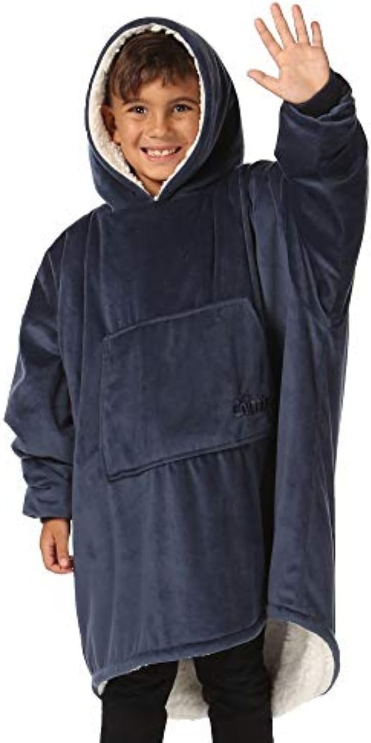 THE COMFY Original Jr for Kids | Oversized Sherpa Fleece Wearable Blanket with Hood & Pocket | Seen on Shark Tank