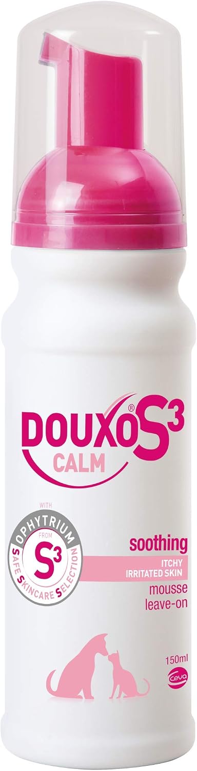 Douxo S3 Calm Itch Relief Dog and Cat Leave on Mousse - Hypoallergenic Fragrance - for Itchy or Irritated Skin - Veterinary Recommended and Clinically Proven - Safe Skincare Selection - 150ml,D98010J