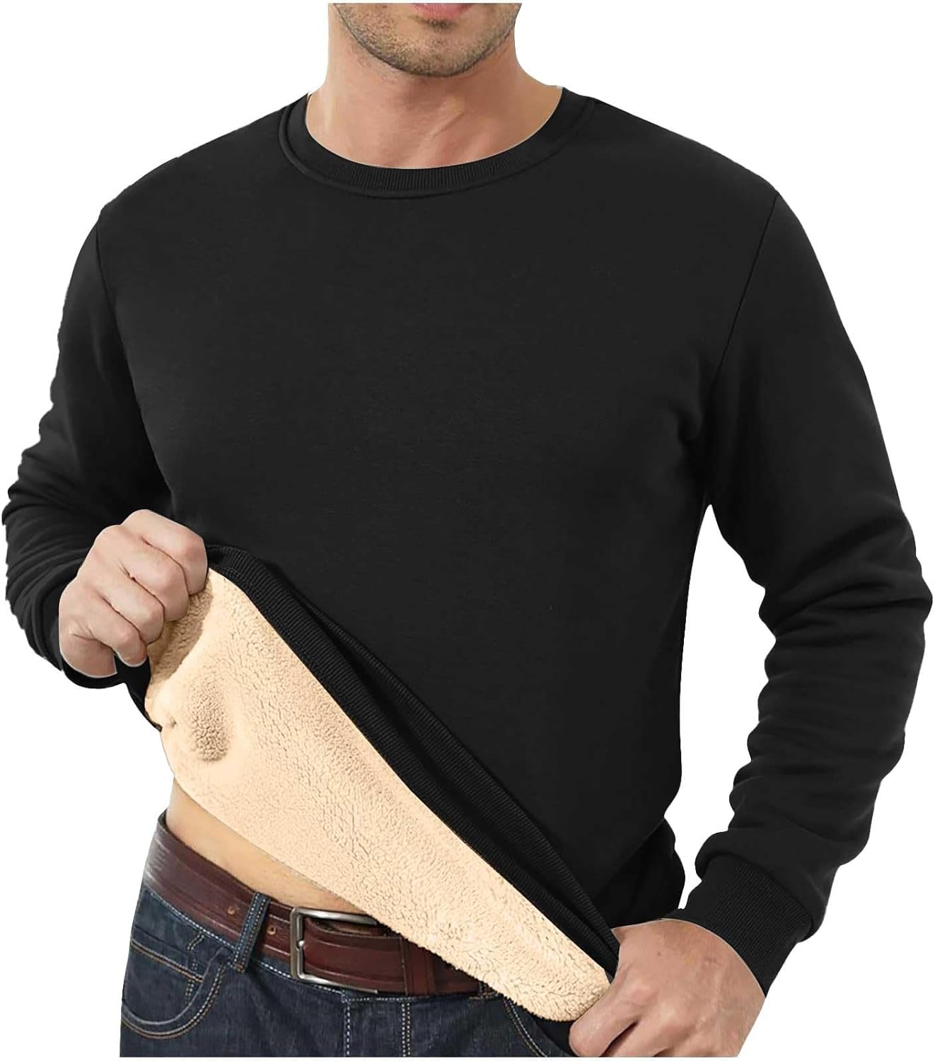 Men's Sweatshirts Warm Fleece Jumpers Sherpa Lined Pullover Sweater Classic Cotton Winter Sweatshirt