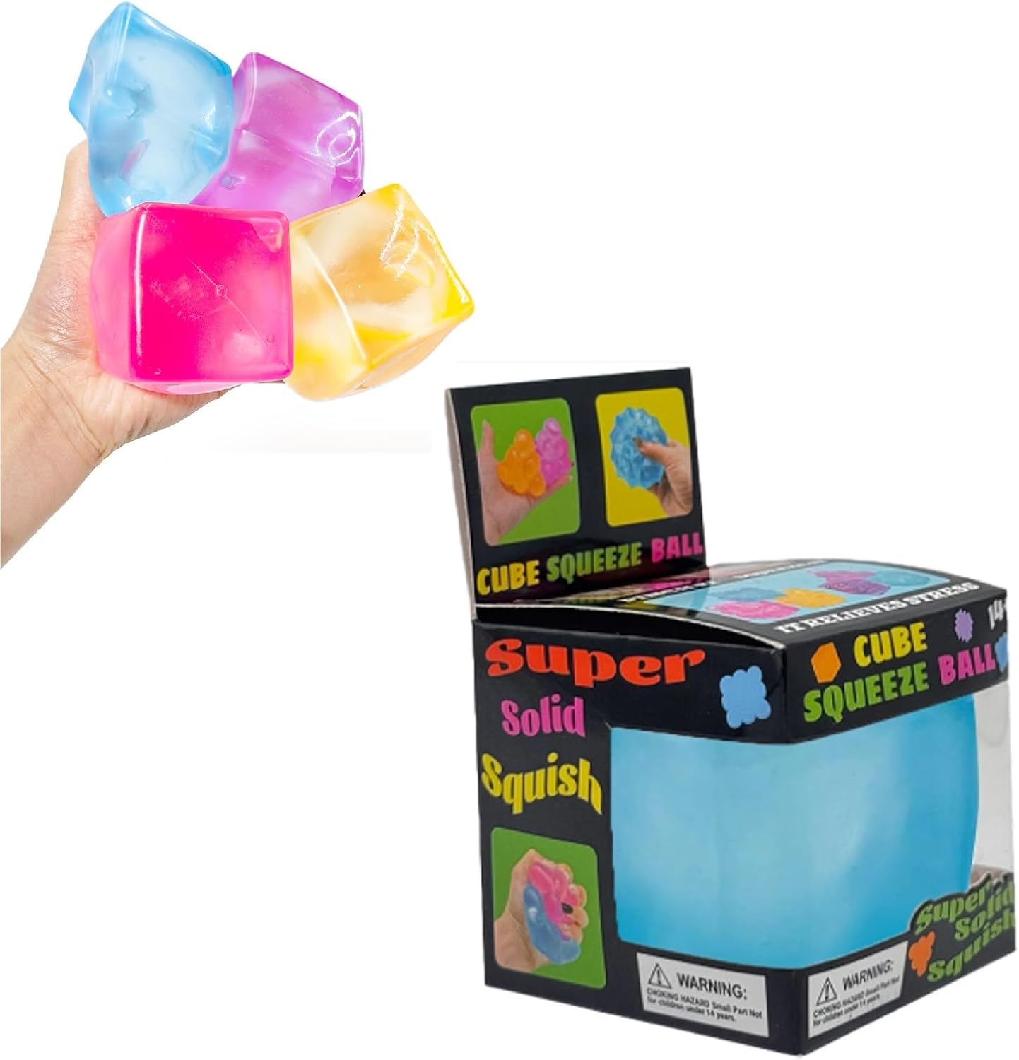 Ice Cube Squeeze Toys, Soft Elastic Sensory Toys for School, Travel & Office Stress Relief Fidget Squishy Stress Balls for Relaxation and Focus - Reusable Squeeze Stress Relief Toy